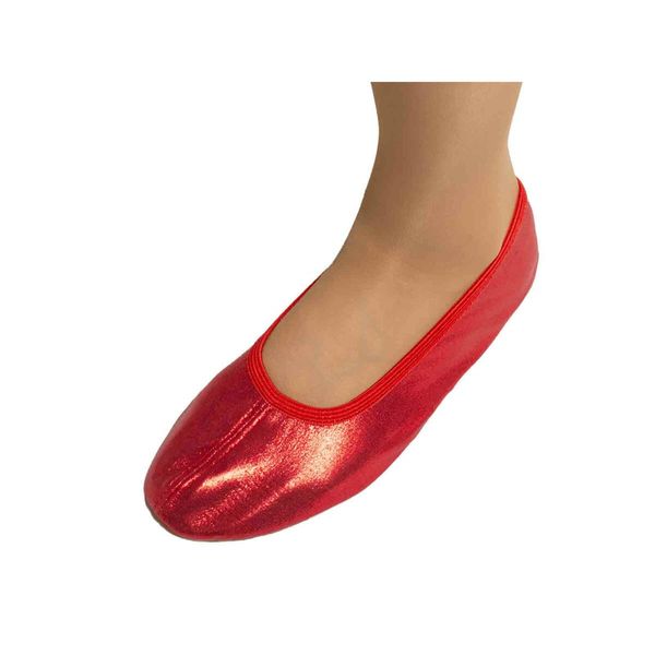 Lappade Gymnastikschuhe Turnschläppchen Ballettschuhe Ballerinas für Damen Herren Mädchen Jungen mit Gummisohle mit Glitzer rot Gr. 37