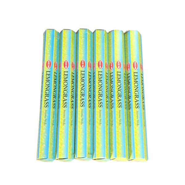 HEM Incense Sticks, Hexa Pack, Lemongrass, Hexagonal (Pack of 20) x 6 Boxes