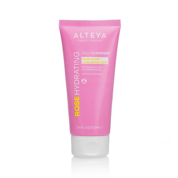 Alteya Organics Jelly Cleanser with Rose Water and Hyaluronic Acid - Certified Organic - 3.4 Fl Oz/100mL