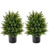 2Pack Outdoor Artificial Topiary Ball Tree Set Home Decoration w/Built in Cement
