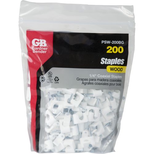 Gardner Bender PSW-200BG Low-Voltage Cable Staple, CAT6, Rg-59, Rg-6, 1/4", White