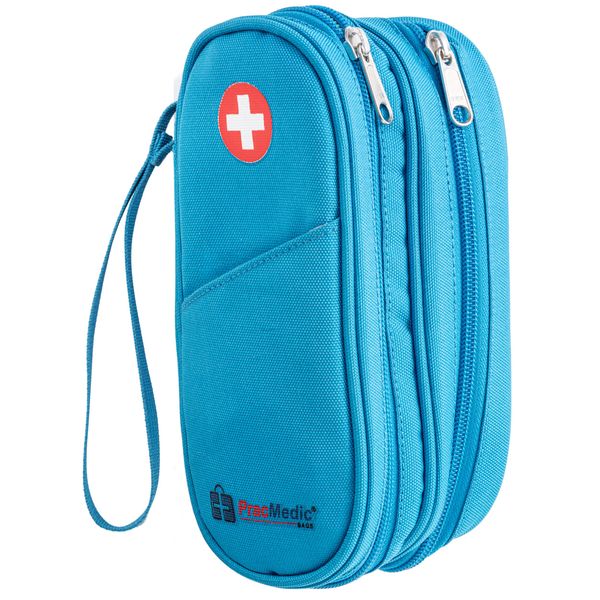 PracMedic Bags Epi Pens Carrying Case - 2 Tier Medicine Case - Insulin Travel Case to hold Diabetic Supplies, Inhaler Spacer, Epipen, Auvi Q, First Aid Supply, Allergy Meds (MAXXIE Teal)