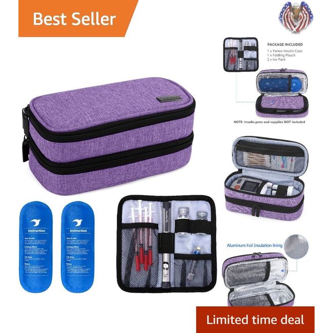 Insulin Cooler Travel Case, Double-Layer Diabetic Travel Case with 2 Ice Pack...