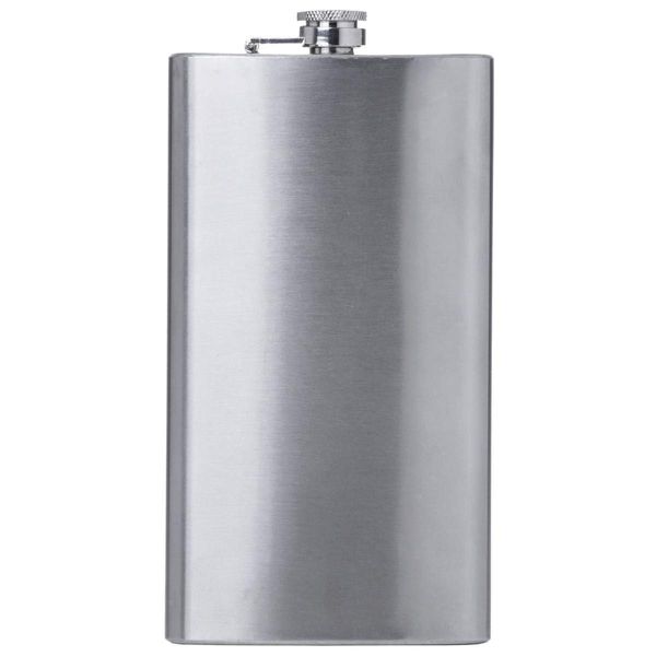 Maxam 12 Ounce Stainless Steel Flask, Lightweight Drinking Flask with a Screw-On, Leak Proof Lid, Polished Silver