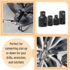 4 Piece Impact Socket Adapter, 1/2 to 3/8 Socket Adapter, Impact Socket Adapter and Reducer Set for Impact Driver & Wrench Conversion