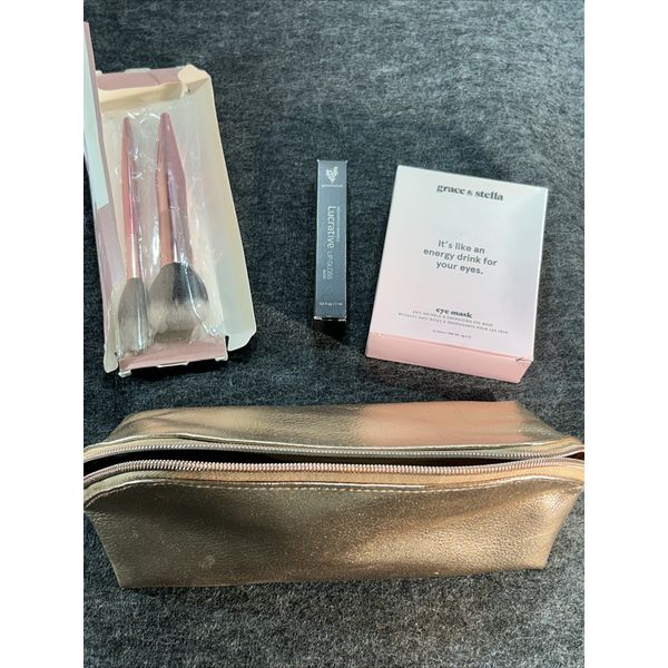 Younique Lip Gloss Moonstruck Moda Powder & Soft Glow Kit Brushes & Eye MASK