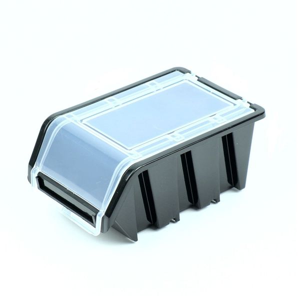 50 x Stackable Storage Boxes with Clear Lids for Small Parts Storage System Garage Workshop Plastic 155x100x70mm
