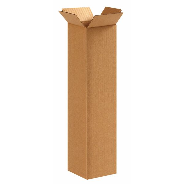 Aviditi 4416 Tall Corrugated Cardboard Box 4" L x 4" W x 16" H, Kraft, for Shipping, Packing and Moving (Pack of 25)