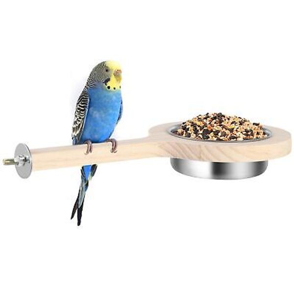 Bird Perch with Feeding Cup, Parrot Wood Perch Stand, Bird Pet Perch Toy, Bir...