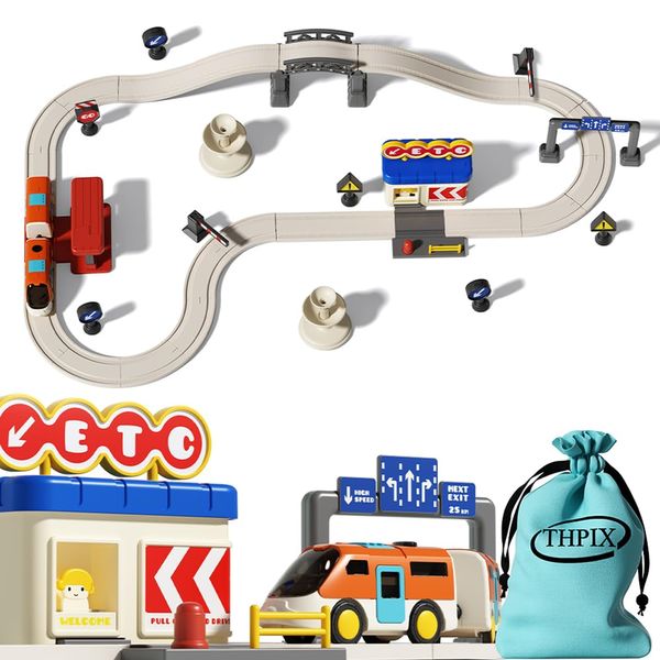 THPIX 36 pcs High-Speed Train Set for Urban Rail Adventure, Magnetic Connection Train for Boys & Girls, Train Track for 3-7 Years Old Toddlers & Kids, Railway Set Christmas Toys for Kids