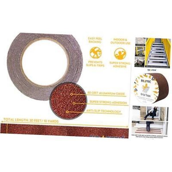 Grip Tape [” x 30ft] Anti Slip Tape for Stair Runners for Wooden Steps 4 Brown