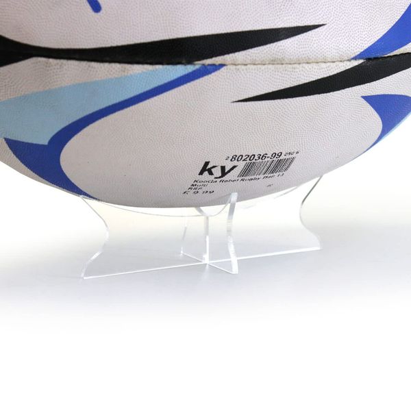 TIELO Acrylic Rugby Ball Display Stand - Horizontal - Riser Plinth (3)