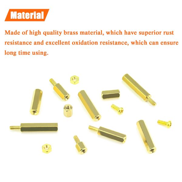 HELIFOUNER 242 Pieces M2.5 Male Female Hex Brass Spacers Standoffs Screws Nuts Assortment Kit, Threaded Pillar for Printed Circuit Board Motherboard