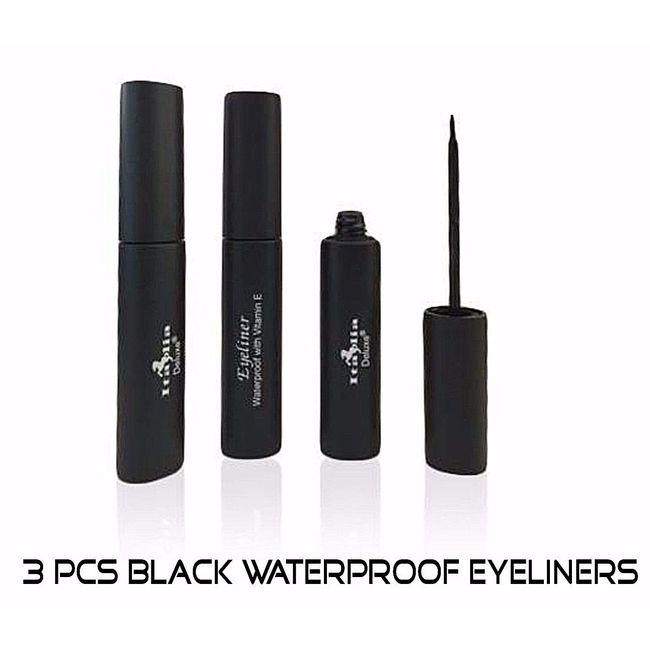 Black Waterproof Liquid Eyeliner- Italia Vitamin E Long Lasting Eyeliner- 3 PCs!