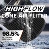 High Performance Cold Air Intake Air Filter 3", 3.5", 4" Inlet, 6.5" Tall Black