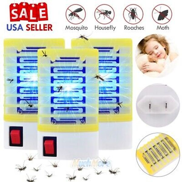 3X Electric Mosquito Zapper Plug in LED Night Light Insect Bugs Fly Trap Control