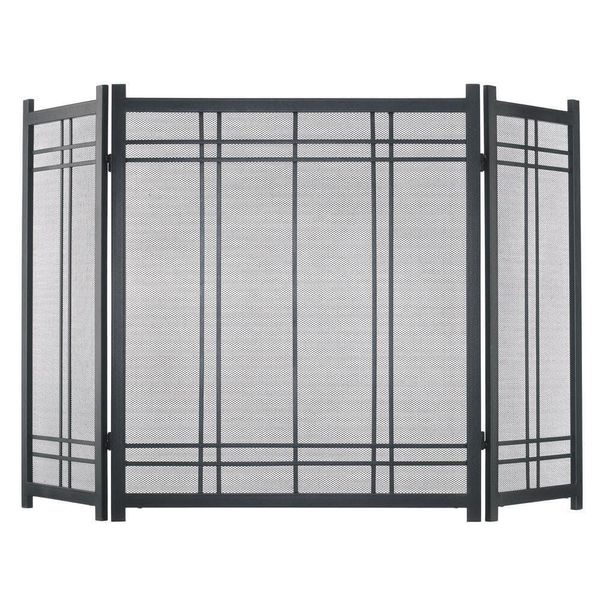 Pleasant Hearth Fireplace Screen 52 inW x 31 inH Vintage Iron Steel 3-Panel