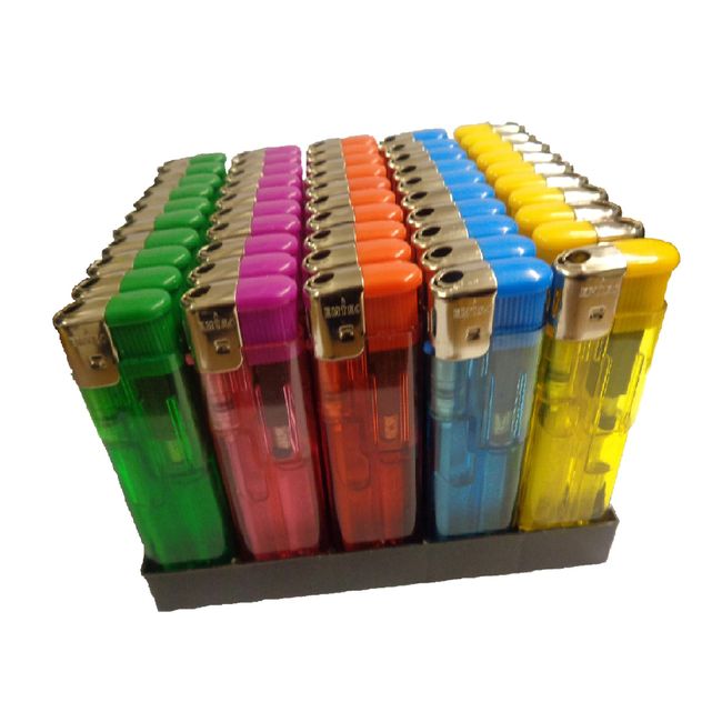 Electronic Refillable Lighters with Adjustable Flame Available in Different Packs (Pack of 50)