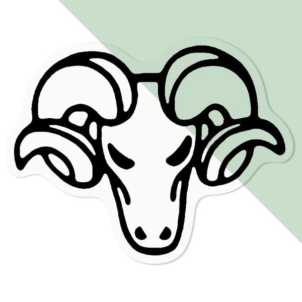 Small 100mm 'Ram Head' Clear Static Window Cling Sticker/Decal (Black) (WC00034666)
