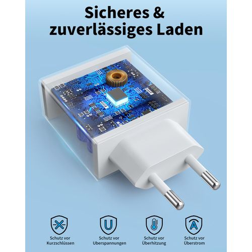 25 W Fast Charger and Charging Cable for iPhone 14/14 Plus/14 Pro/14 Pro Max/13 12 11 SE, 4-Pack USB C Charger 2 m Fast Charging Cable Plug Power Adapter Charging Plug Power Plug