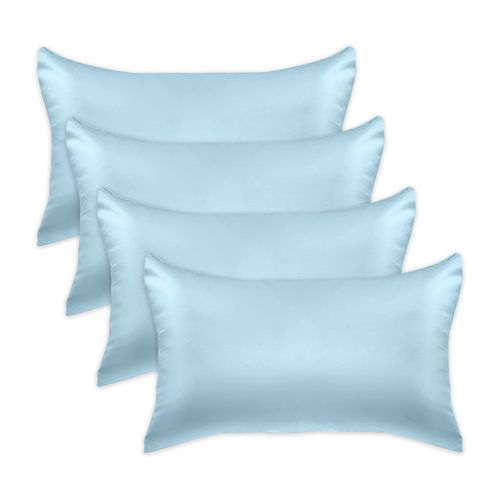 Elegant Comfort 4-Pack King Satin Pillowcase Set with Hidden Zipper Closure, Silky Smooth for Best Hair and Skin Care, Baby Blue