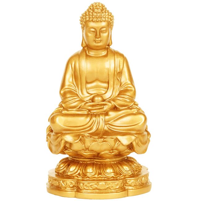 Buddha Buddha Statue Statue Seated Statue Object Good Luck Feng Shui Lucky Charm Entrance Figurine (Gold)