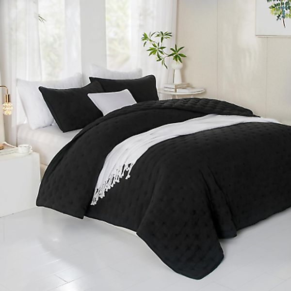 Black Quilt Queen Size, Lightweight Oversized Queen Quilts Bedding Set, Soft, Co