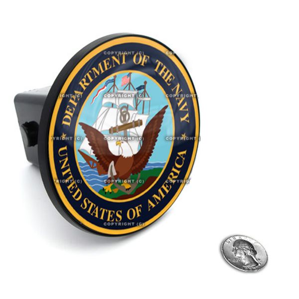  2" Tow Hitch Receiver Plug Cover Insert For SUV's & Trucks - "USN Navy" Logo
