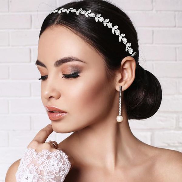 TIOSRU Silver flower Rhinestone Headband,Bridal Headband wedding headband Hair Accessories for Women Wedding Hair Pieces for Brides Flower Girl Headpiece