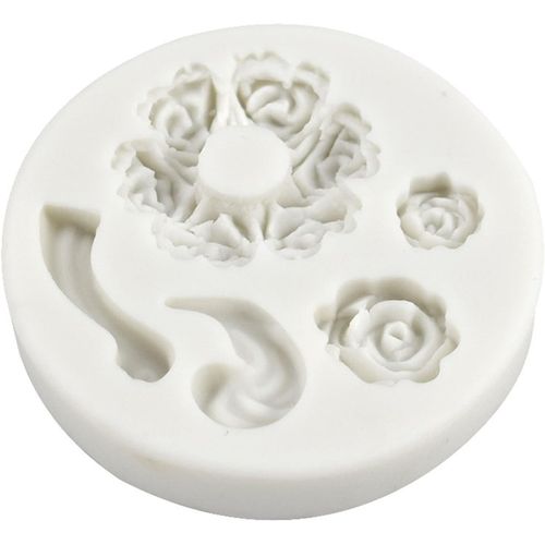 White Food-Grade Dessert Mold Set - 3D Rose and Teapot Fondant/Gum Paste Molds for Cake Decorating, Candy Making, Chocolate Crafts, Premium Heat-Resistant Baking Tools