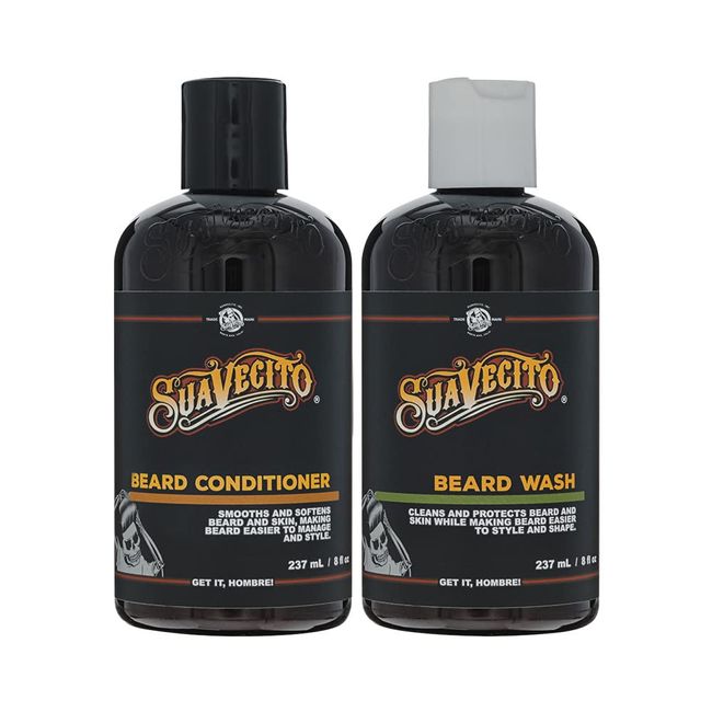 Suavecito Beard Wash Set Cleansing and Conditioning Beard Kit For Men (8 oz. each)