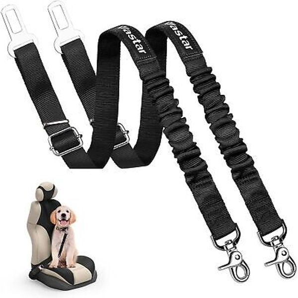 Vastar Dog Seat Belt Harness, 2 Packs Pet Leash Negro