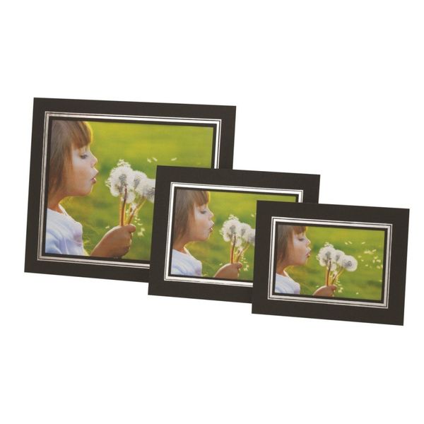 1 x Photograph Presentation Border Frame Card Strut Mount Black/Silver 6x4"