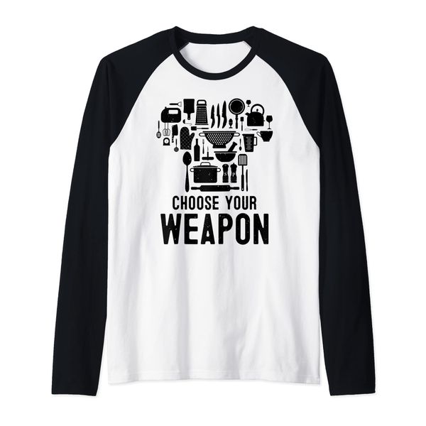 Chef Choose Your Weapon Funny Cook Kitchen Cooking Tools Raglan Baseball Tee
