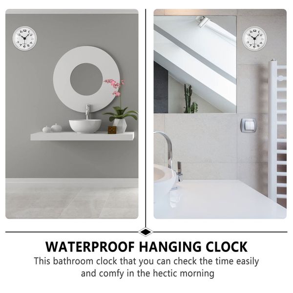 DOITOOL Suction Clock Waterproof Clock Bathroom Wall Clock Shower Mini Bath Clock Hanging Clock for Washroom Kitchen White