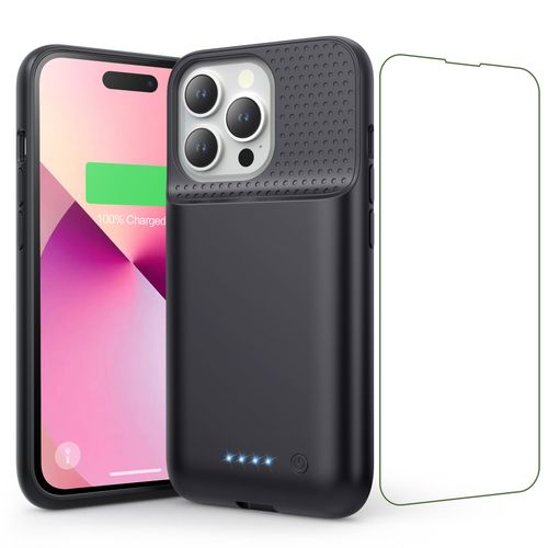 Battery Case for iPhone 14/13/13 Pro (6.1 Inch), [2024 Upgraded] Ultra-Slim 7500mAh Portable Extended Charger Case Cover for iPhone 14, iPhone 13, iPhone 13Pro Charging Case (Black)