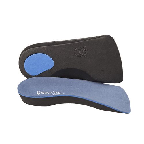 Bodytec Wellbeing 2 pairs of 3/4 Orthotic insoles for knee pain arch pain plantar fasciitis (3-4.5 UK, Blue)