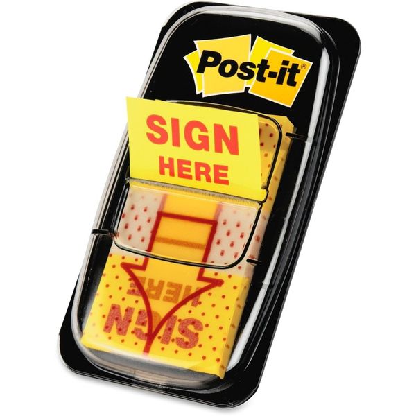 Post-it Flags 1in Yellow Self Stick Note Sign Here Message 50 Dispenser Pack