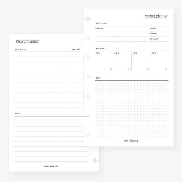 Mini Happy Planner Project Planner Insert Agenda Refill for 7-Discs Notebook 4.6 x 7