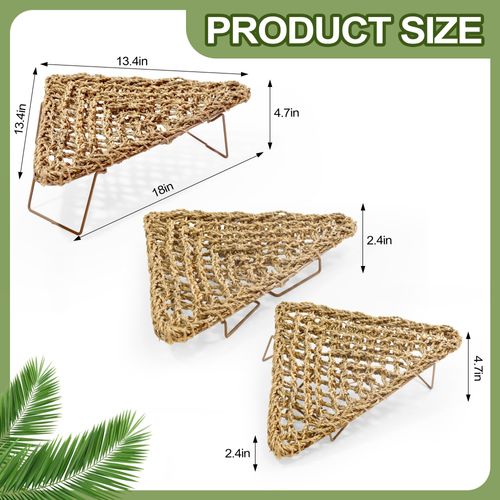 Nebulist Adjustable Bearded Dragon Hammock – Natural Seagrass Reptile Hammock with Collapsible Metal Legs – Lizard Hammock for Bearded Dragon, Gecko, Snake, Frog, Hermit Crab(Triangle)