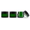 3PCS Upscale Empty Refillable Glass Cream Lotion Packing Bottle Jars Cosmetic Makeup Eye Cream Storage Holder Container with Black Cap and PP Liner DIY Beauty Tool (Green, 30g/1oz)