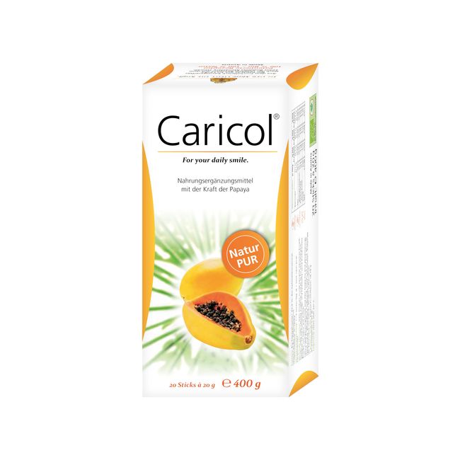 Caricol, 100% natürliche Inhaltsstoffe in Bio-Qualität, Mit Papain, Einfach zu dosieren, 20 Sticks á 20g (400g)