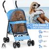 4 Wheels Foldable Pet Stroller Breathable Dog Stroller w/Storage Basket&Skylight