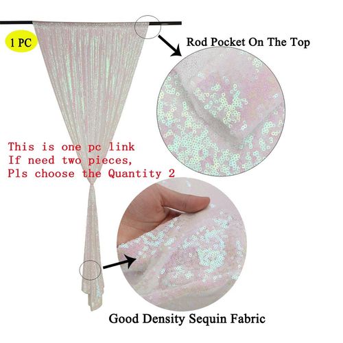 LQIAO Sequin Backdrop Curtain Panel 2x8FT-Changed White, Sequin Photography Backdrop Curtain for Party/Home Curtain Decoration 1pc, Pocket 2x8FT(60x245cm)