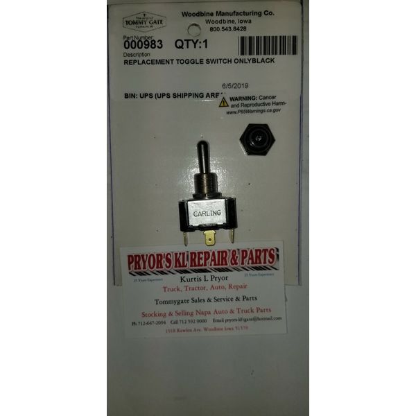 Tommy Gate 000983 Replacement Toggle Switch Only