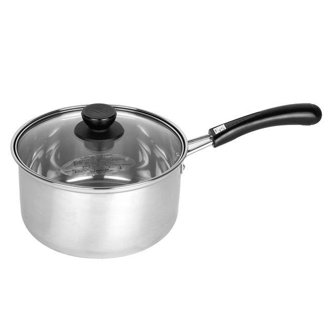 Pearl Metal HB-6154 Single Handled Pot, 7.1 inches (18 cm), Glass Lid Included, Stainless Steel, Compatible with All Heat Sources, Only One Stage