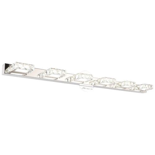 Aipsun 41 Inches Crystal Vanity Lights Over Mirror Long Bathroom Modern 6 Lights LED Wall Light Fixture