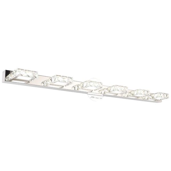 Aipsun 41 Inches Crystal Vanity Lights Over Mirror Long Bathroom Modern 6 Lights LED Wall Light Fixture