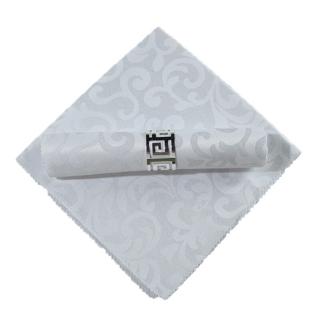 geneX Table Napkins, Cloth, Wine Tortion, White, 5 Pieces, Polyester, Stylish, Wedding, Party