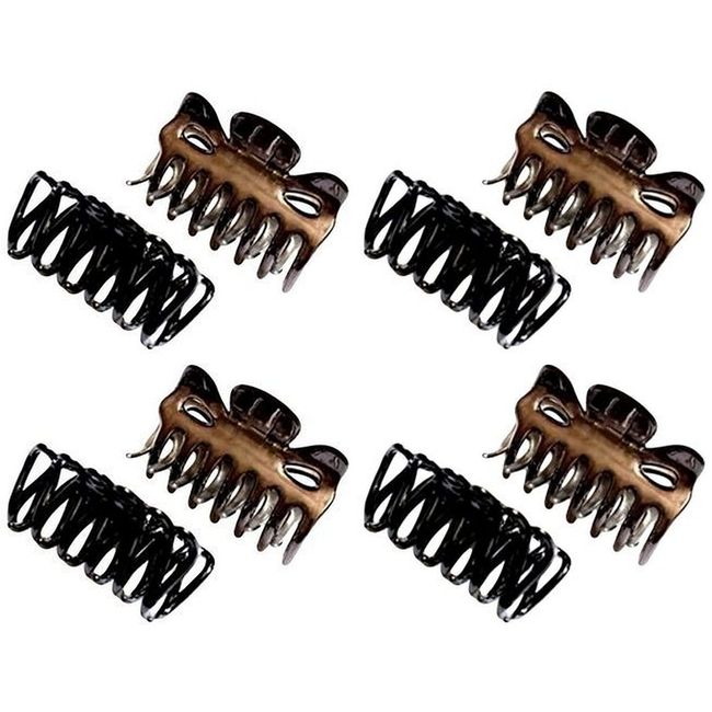 Set of 8 Black Hair Claw Clip and Brown Butterfly Bull Dog Design Hair Claw Clip (Set of 8)